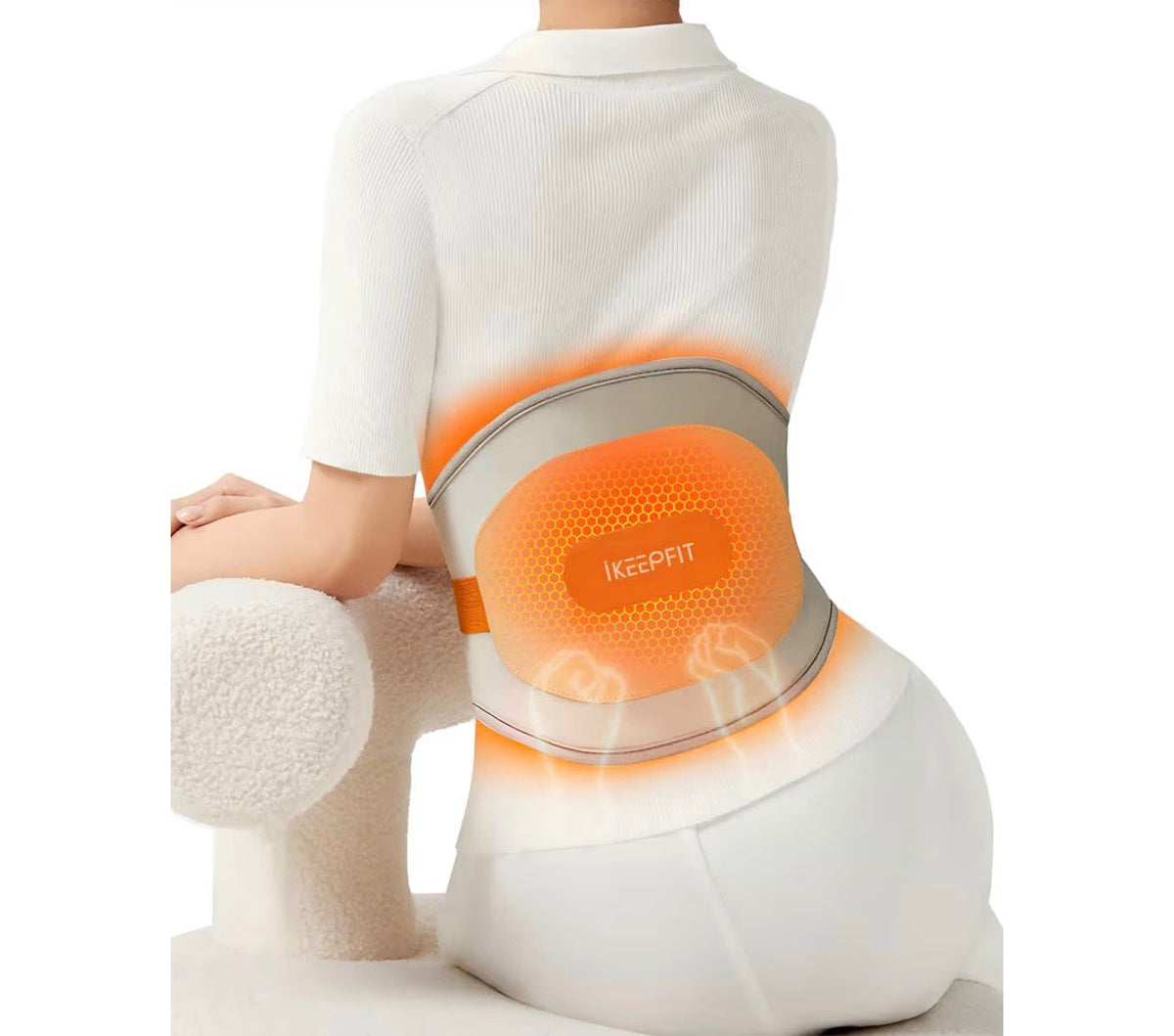 IKEEPFIT Portable Heating Pad for Back, Cordless Wearable Heat Belt with Massager for Lower Back Pain Relief, Battery Powered 8000 mAh Rechargeable, MAXwarm®️ 3.0, Gift for Women Men 90-310 lbs