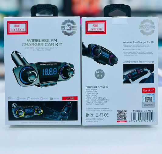 Earldom ET-M60 Wireless FM Modulator and Car Charger